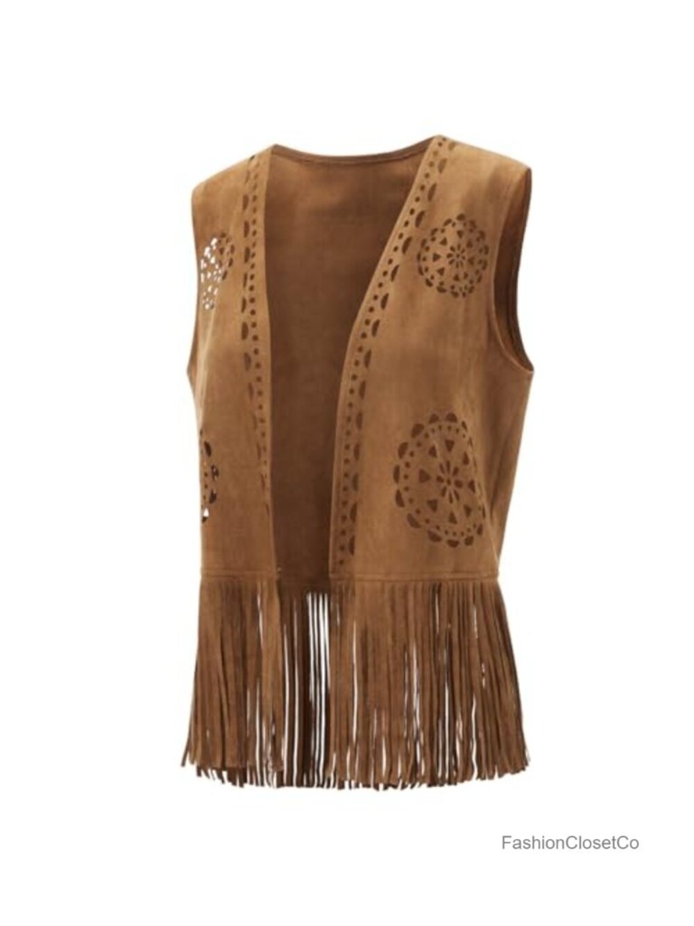 Faux Suede Fringe Vest for Women Western Cowgirl Boho Tassel - Picture 5 of 6